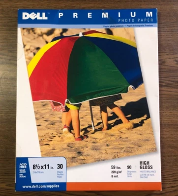 DELL Premium Photo Paper High Gloss Acid Free 30 Sheets 8.5"x11" 94 Bright 8 mil - Image 1 of 3