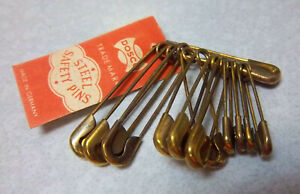 Vintage 1930s DOSCO Safety Pins set of 12, pre WWII Germany, hard 2 find item