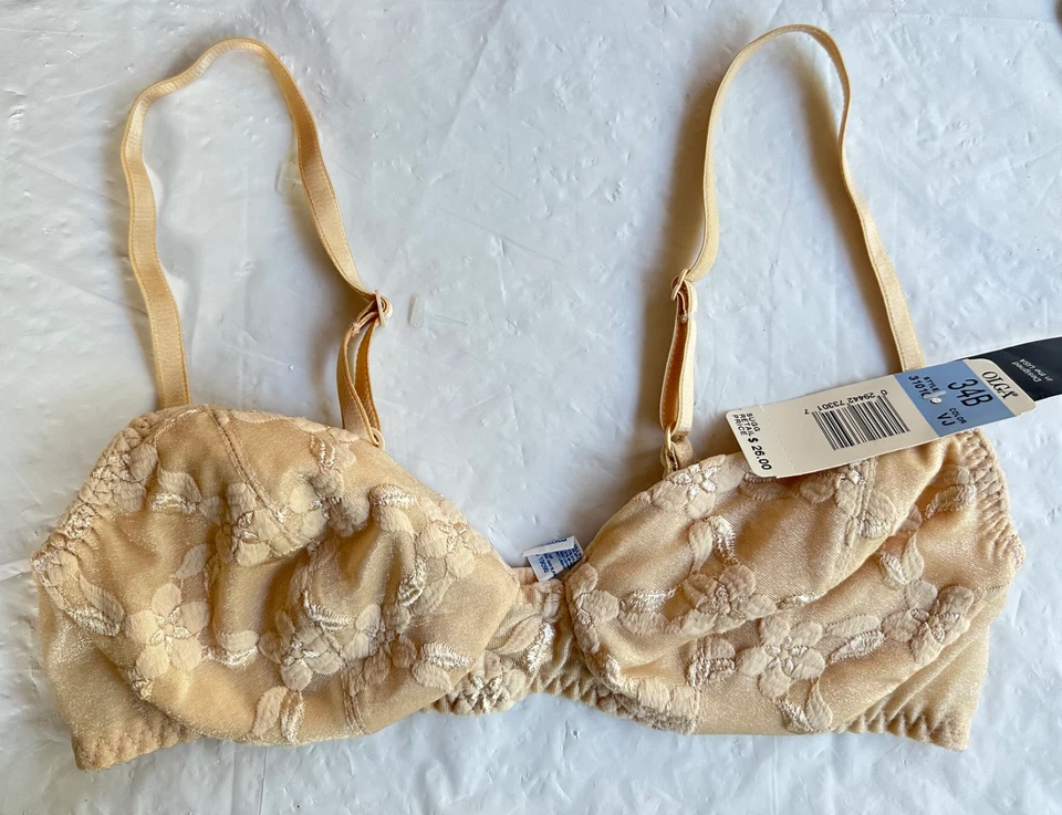 Vintage Olga Wireless Lace Tapestry Bra  Sizes 34-36 / A, B - Image 1 of 1