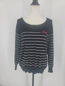 Maglione pullover donna TORRID nero bianco a righe Love taglia 00/media - Foto 1 di 8