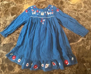 Mini Baby Boden Magical Dress Pink Blue Llamas Castle Flowers 2-3T CUTE PRISTINE - Picture 1 of 12
