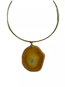 Yellow agate pendant necklace - Picture 1 of 9