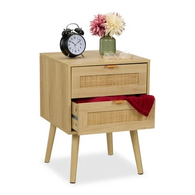 Nachttisch Rattan Nachtkästchen Nachtkonsole Schränkchen Nachtkasten Tischchen - Bild 1 von 2