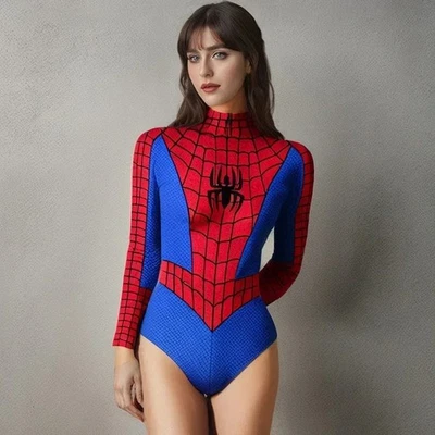 Cosplay Superhero Spider-Man Swimsuit Jumpsuits Women Bodysuit Costume Halloween - Image 1 of 4
