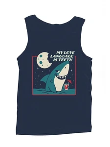 Shark Love Language Humor Design Men's Tank Top - Picture 1 of 6
