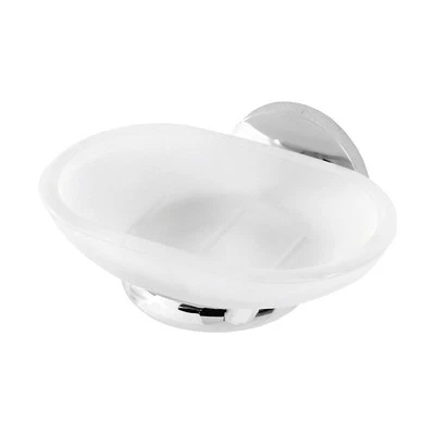 Porta sapone a muro in vetro satinato e acciaio cromato  Bora - Immagine 1 di 2