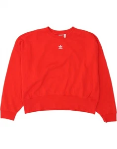 ADIDAS Womens Oversized Sweatshirt Jumper UK 16 Large Red Cotton DC75 - Picture 1 of 3