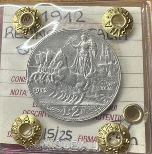 MONETA REGNO D' ITALIA QUADRIGA 2 LIRE 1912 sigillata BB SUBALPINA - Foto 1 di 3
