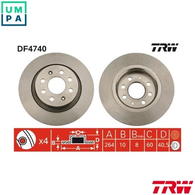 2x BRAKE DISC DF4740 FOR FIAT GRANDE/PUNTO VAUXHALL CORSA/Mk/IV/VAN ADAM  OPEL - Image 1 of 4