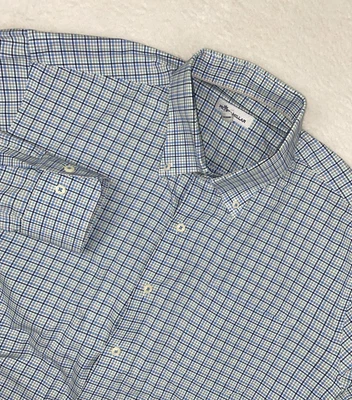 PETER MILLAR 'Anderson Micro Stretch' Mens LS Button Shirt Large Gingham Check - Image 1 of 4