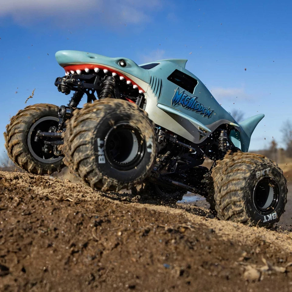 Losi LOS01026T3 1/18 Mini LMT Megalodon 2S 4X4 RTR Monster Truck escovado azul - Imagem 1 de 1