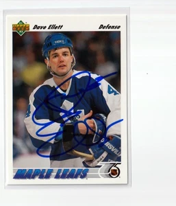 DAVE ELLETT autographed SIGNED '91/92 TORONTO MAPLE LEAFS "Upper Deck" card - Bild 1 von 1