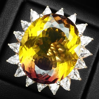 Anelli fatti a mano in argento sterling 925 ametrina bicolore scintillante... - Immagine 1 di 4