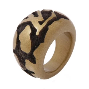 LOUS VUITTON LV Wood Ring US#5 Gold/Brown Ring AQ10477 - Picture 1 of 9
