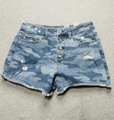 Pantalones Cortos Time & Tru Mujer 8 Azul Denim Camuflaje Envejecido Normcore Damas Foto 1 de 4