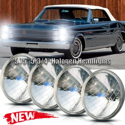 FIT Ford Galaxie 500 Thunderbird 5 3/4" 5.75" Round H4 Headlights Hi-Lo Beam - Image 1 of 4