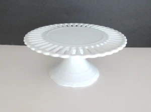Vintage Netz Keramik weiß 7,5" Durchmesser Standfuß Kuchenständer weißes Porzellan - Bild 1 von 9