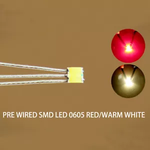 DT0605RWMDE NEU 20 Stk. Bi-Color SMD LED rot/warmweiss 0605 +Microlitze 20cm - Bild 1 von 5