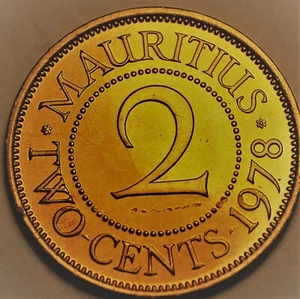 Mauritius 2 Cents, 1978 Gem Unc~Last Year Ever Minted~Free Shipping - Picture 1 of 2