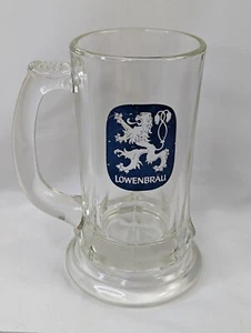 Taza de cerveza Lowenbrau vidrio con logotipo azul - Imagen 1 de 8