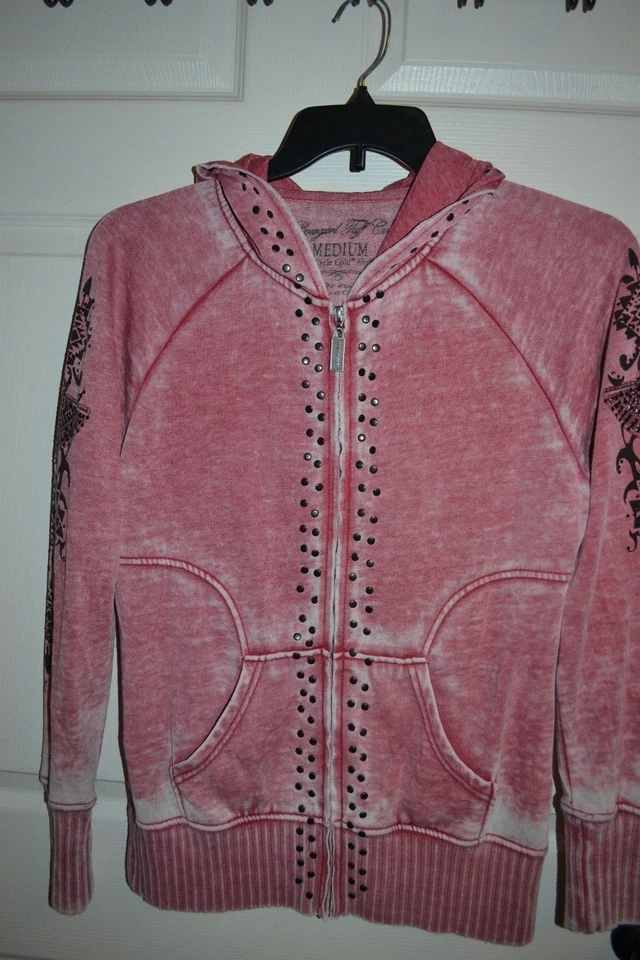 Cowgirl Tuff Women's Red Burnout Aztec Stud Zip Hoodie, JACKET Size MED $85 - Image 1 of 4