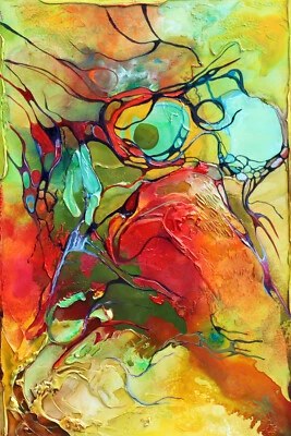 MODERNE STRUKTURGEMÄLDE "FLAMENDE PARADISO " Bild Kunst Art von Bozena Ossowski - Bild 1 von 4