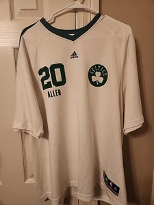 Vintage Boston Celtics Ray Allen Adidas White Green Shooting Shirt - Picture 1 of 7