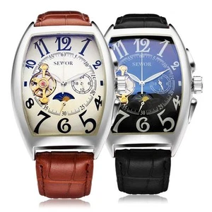 Reloj de pulsera mecánico automático Sewor moda para hombre fase lunar barril analógico - Imagen 1 de 28