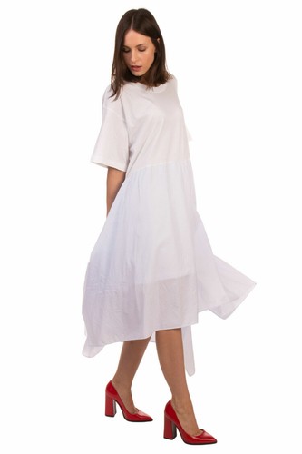 RRP €425 MM6 MAISON MARGIELA Handkerchief Dress Size M Partly Striped Oversized