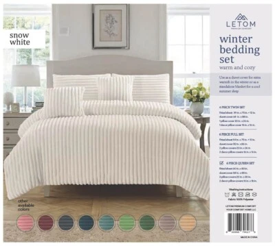 LETOM Flannel Warm & Cozy 6 PC Bedding Set, Duvet Cover/Comforter, Ribbed Velvet - Image 1 of 4