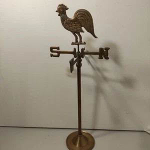 Vintage Rare Brass Rooster 15" Weathervane Tabletop With Base - Imagen 1 de 11