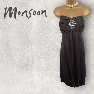 Vestido midi sin mangas con cuentas de seda gris Monsoon para mujer Reino Unido 12/14 nuevo con etiquetas precio de venta sugerido por el fabricante 135 GBP - Imagen 1 de 4