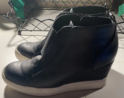 MIA Women’s Black Wedge Heel Sneakers - Shoe Size US 8 - Image 1 of 4