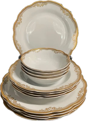 Imperial Vintage Gold Rose Flower Shape  12 pc  Dinner Set, Service for 4 - Image 1 of 4