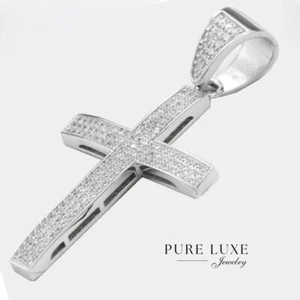 Herren 925 Sterling Silber, KREUZ Zirkonia Brillant Anhänger, Unisex.BOX - Bild 1 von 3