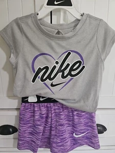 Girls Kids Youth Nike Dry Shirt Shorts Set NEW Violet Shock 2 pc Size 4 - Picture 1 of 2