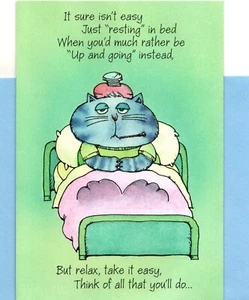 Get Well Soon Kitty Cat In Bed Back On Your Feet Soon Hallmark Greeting Card - Picture 1 of 3
