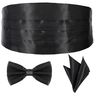 Cummerbund and Bow Tie Set Adjustable Solid Color Tuxedo Cummerbund and Bow T... - Picture 1 of 7
