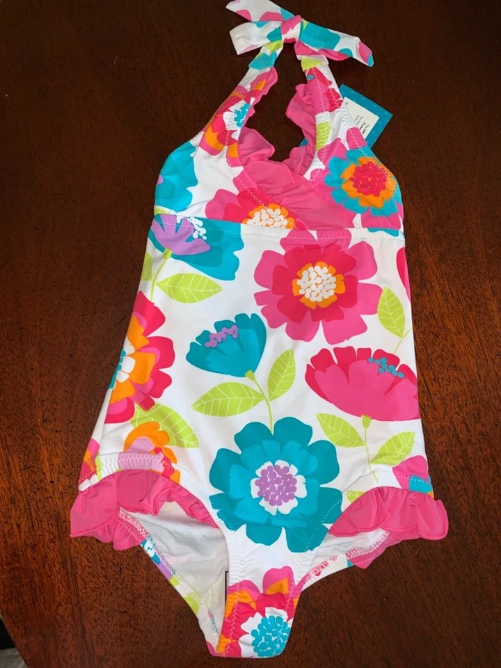 Nuevo con etiquetas Traje de baño de una pieza Granate Hill 4T con volantes rosas volantes 4T Foto 1 de 3