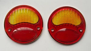 Vintage Ford Glass Taillight Lens Red & Amber - Picture 1 of 6