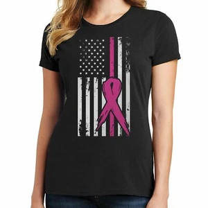 Camiseta de soporte para cáncer de mama con bandera de EE. UU. 02218 - Imagen 1 de 80