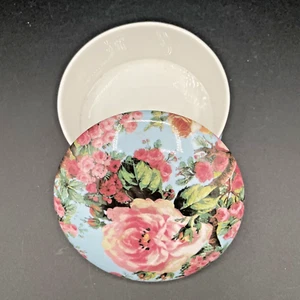 Staffordshire Chintz Collection - Royale Garden - Powder Jar & Lid - Pink Roses - Picture 1 of 9