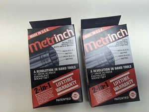 Lot of 2 Vintage NOS Original Metrinch USA 10 pc 1/2 Drive 12 Pt Socket Set - Picture 1 of 11