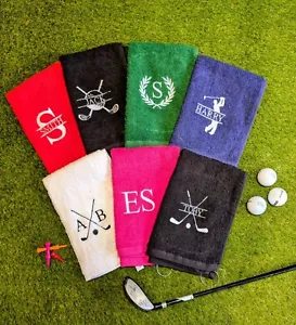 Personalised Embroidered Golf Towel Cotton Any Name Gift Dad Fathers Day 550gsm - Picture 1 of 8