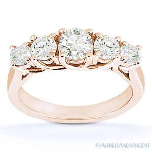 Anillo de boda Forever ONE D-E-F corte redondo moissanita oro rosa 14k banda - Imagen 1 de 4