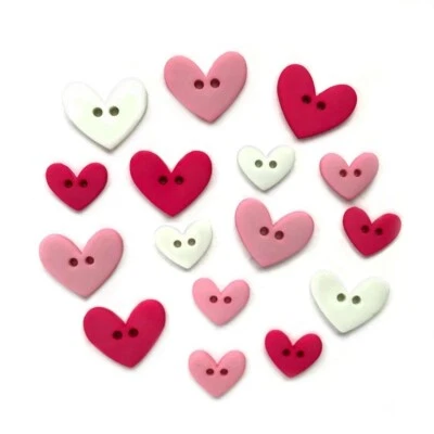 Pink Valentine Hearts 4328 - Valentine's Day Buttons Galore - Craft Sewing Scrap - Image 1 of 2