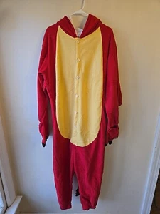 Red/yellowDinosaur Pajamas/Costume Adult 1- Pcs Button up Cosplay With Hood Lrg - Picture 1 of 15