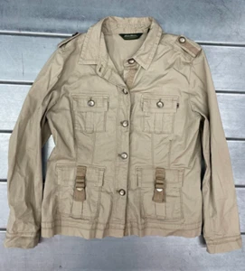 Chaqueta utilitaria Eddie Bauer para mujer grande beige con botones senderismo al aire libre - Imagen 1 de 7