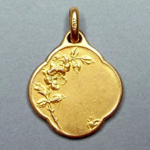Flowers, Rose. G & L Monogram, 1930. Antique Gold Filled, Art Nouveau Pendant. - Picture 1 of 4