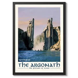 Lord of the Rings Argonath Print - LotR Vintage Style Travel Wall Art Poster - Picture 1 of 11